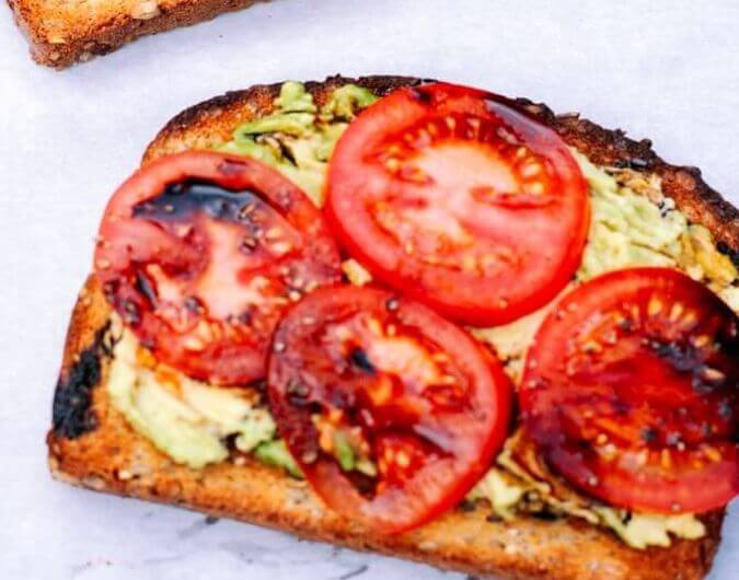 Tomato and Avocado Toast with Balsamic Syrup