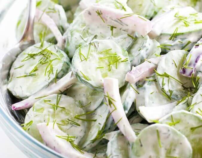 Creamy Cucumber Salad with Red Onion