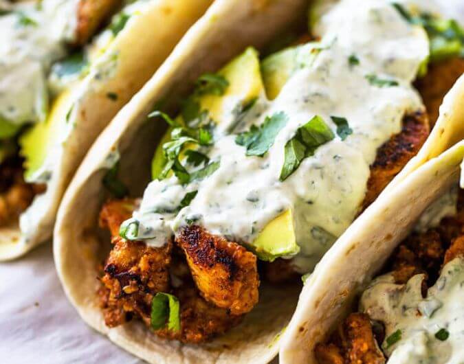 Spicy Pan Grilled Chicken And Avocado Tacos