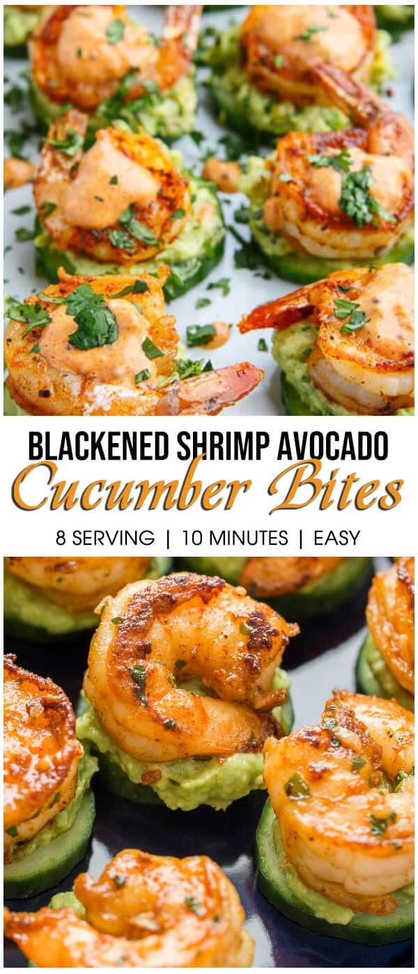 Blackened Shrimp Avocado Cucumber Bites