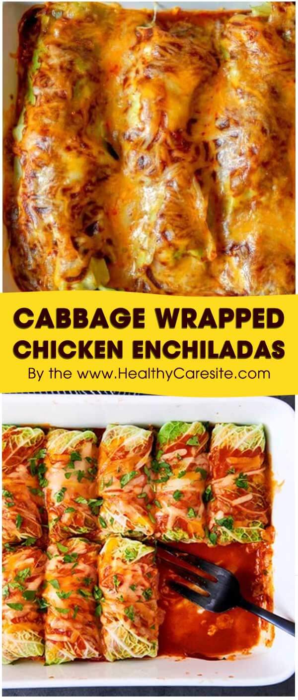 Cabbage Wrapped Chicken Enchiladas