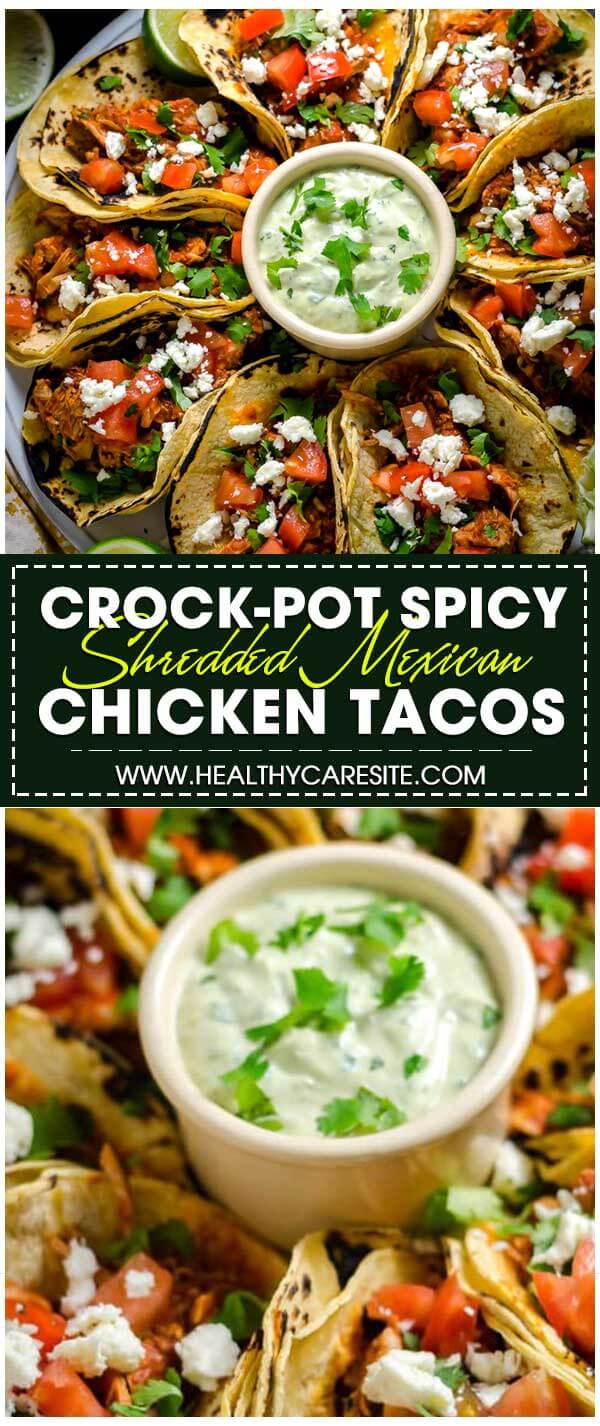 Crock-Pot Spicy Shredded Mexican Chicken Tacos