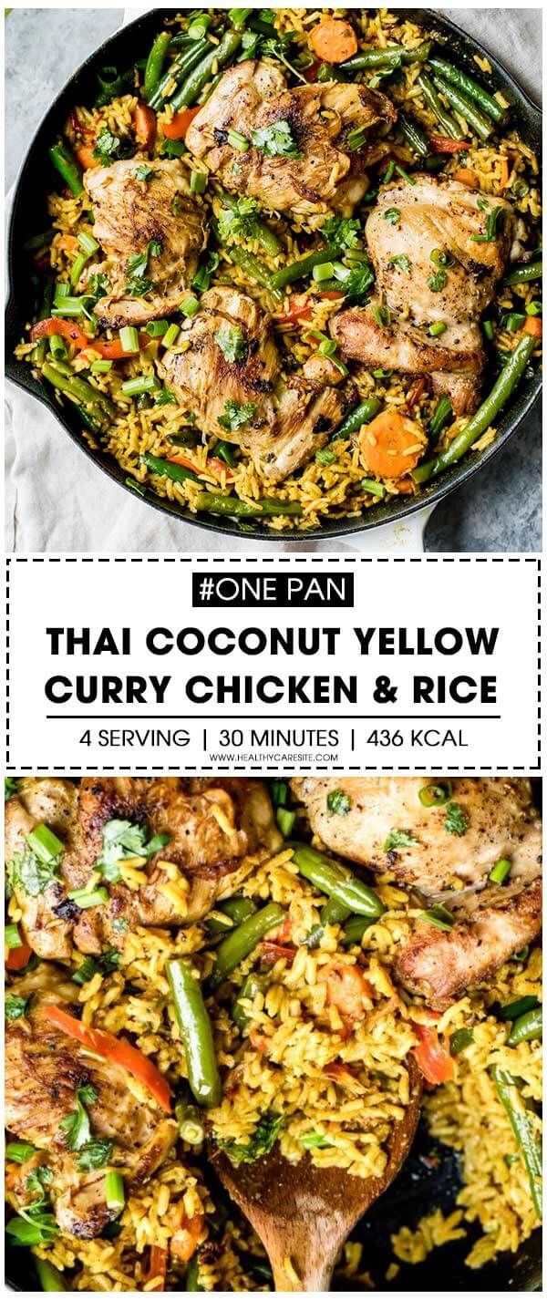 One Pan Thai Coconut Yellow Curry Chicken & Rice