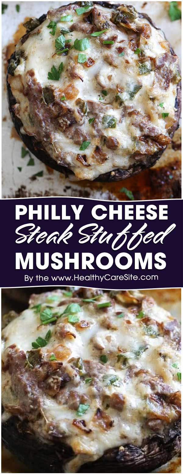 Philly Cheese Steak Stuffed Mushrooms