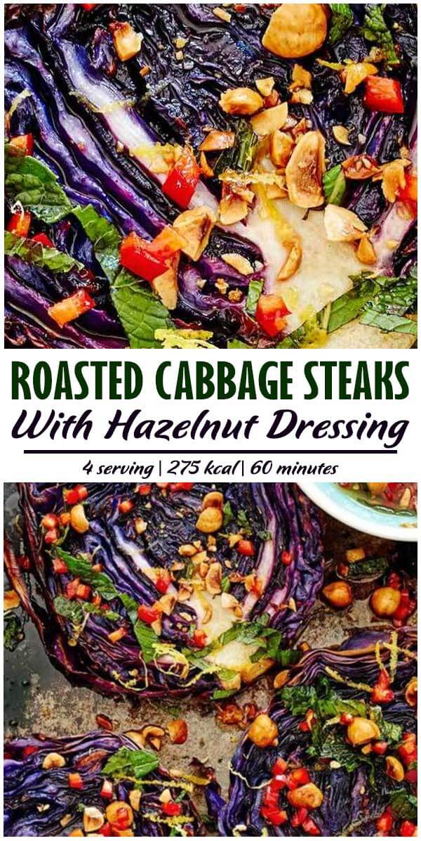 Roasted Cabbage Steaks With Hazelnut Dressing