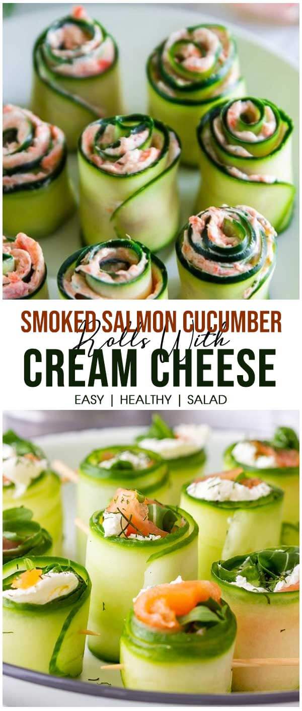 Smoked Salmon Cucumber Rolls With Cream Cheese